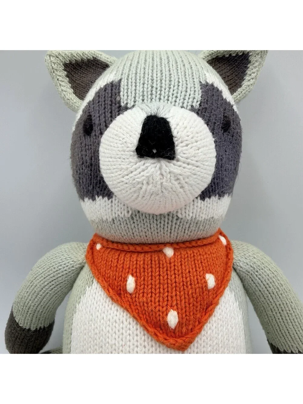 Pottery Barn Kids Modern Baby Knit Raccoon Plush Stuffed Animal Bandana 15